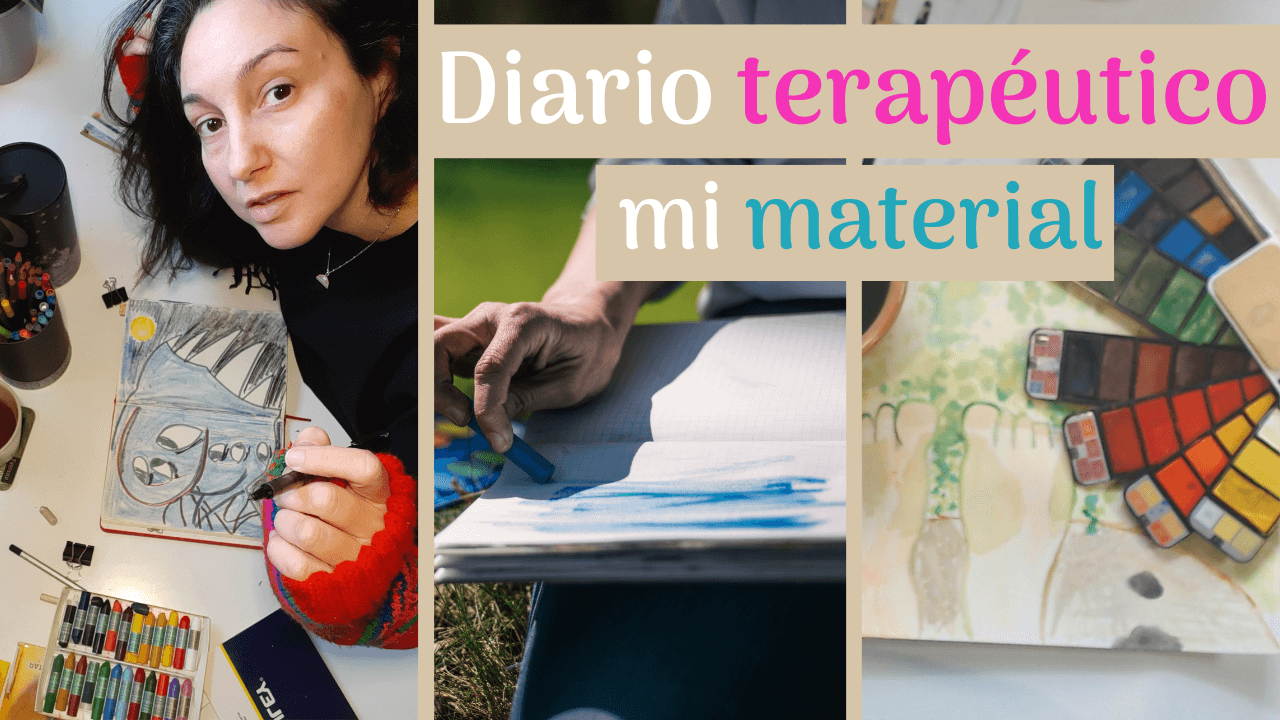 materiales para hacer diario terapeutico, tizas pastel, rotuladores y acuarelas